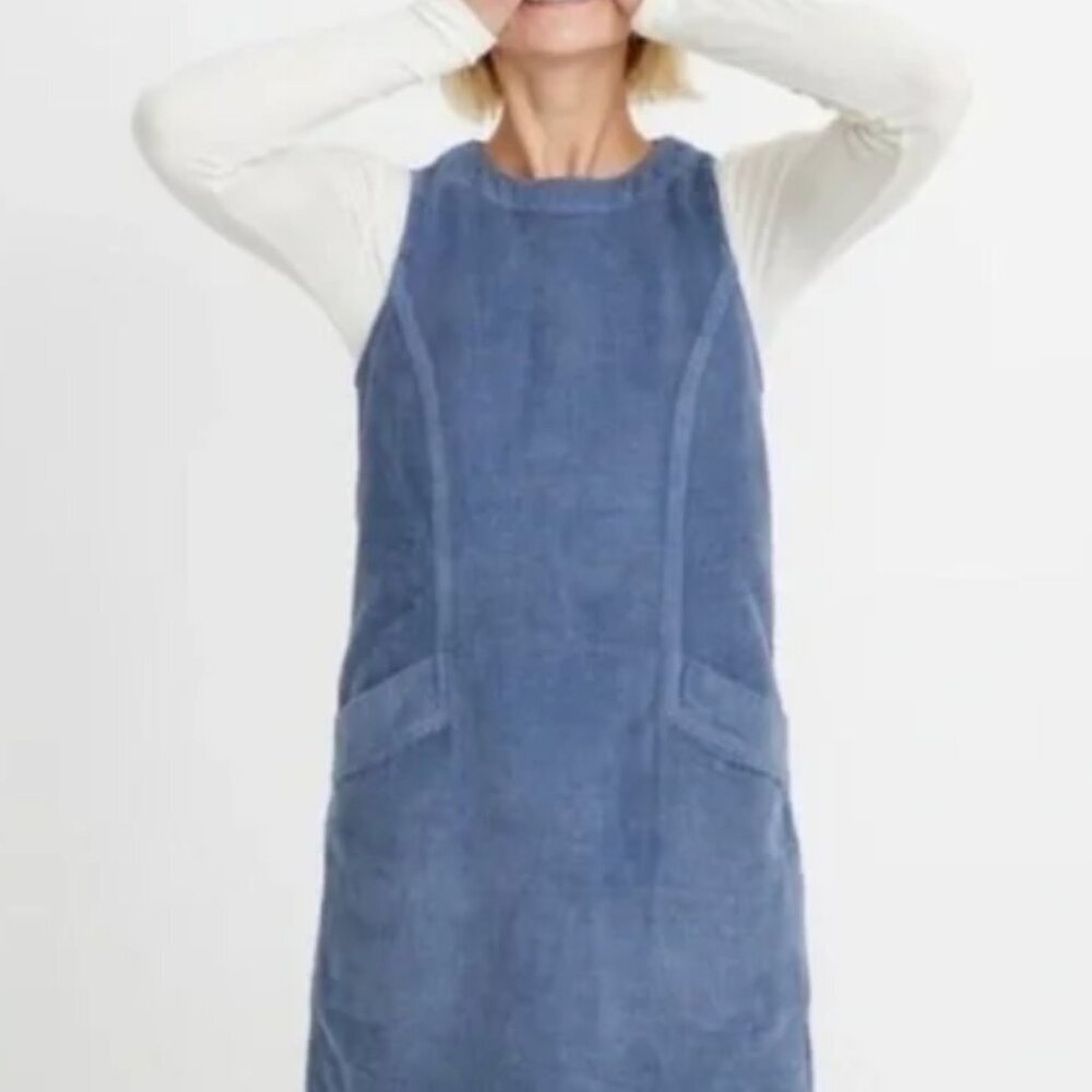 Marine Layer Florence Blue Corduroy Shift Dress Heavyweight Pockets Rear Zip- Sm